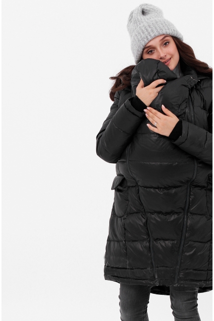 Слингопальто-слингокуртка зимняя пуховая 3 в 1, черная