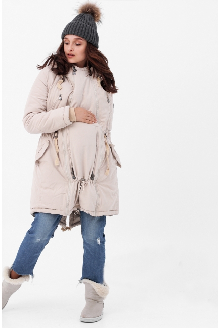 Слингокуртка зимняя - парка 3 в 1, бежевый