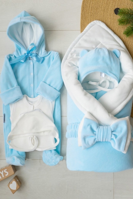 Комплект на выписку на зиму Blue simple (7 предметов)