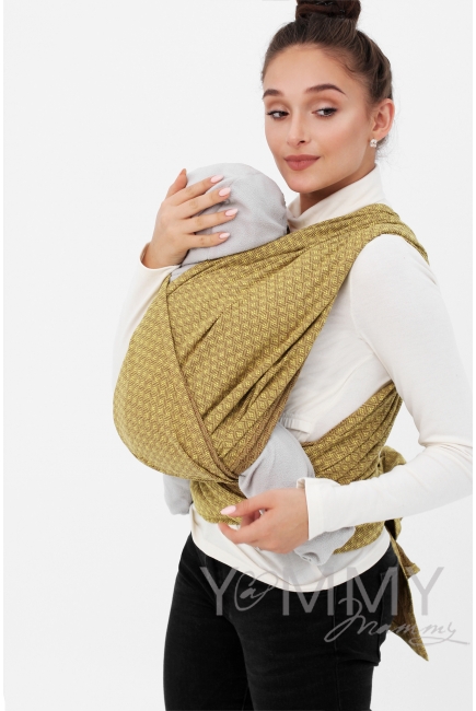 Слинг-шарф алмазного плетения YM, желтый/коричневый
