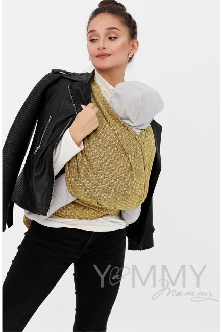 Слинг-шарф алмазного плетения YM, желтый/коричневый