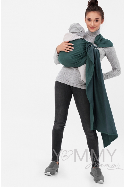 Слинг с кольцами YM, изумруд/серый