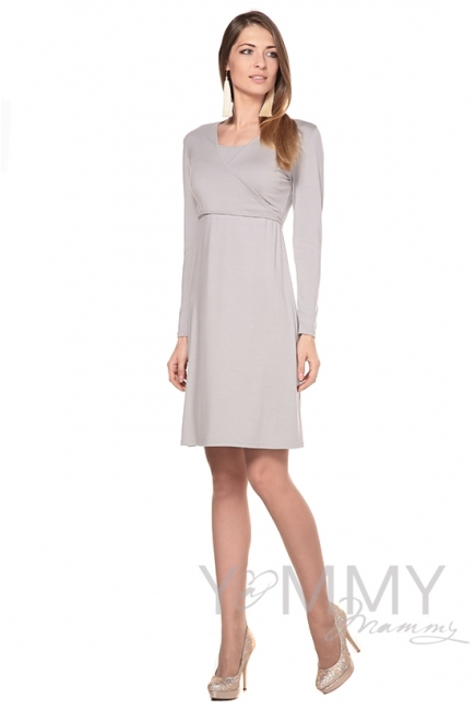 Платье на запах для кормящих и беременных, серый жемчуг