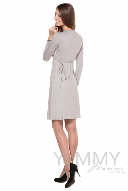 Платье на запах для кормящих и беременных, серый жемчуг