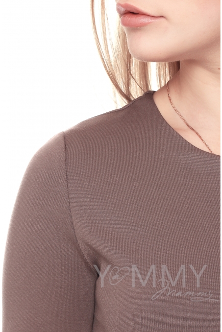 Платье для кормящих и беременных с юбкой "тюльпан", темный капучино