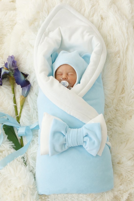 Комплект на выписку из роддома теплый осенний Blue simple (6 предметов)