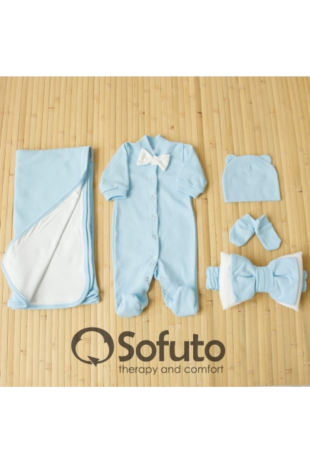 Комплект на выписку для новорожденных жаркое лето Blue simple (5 предметов)