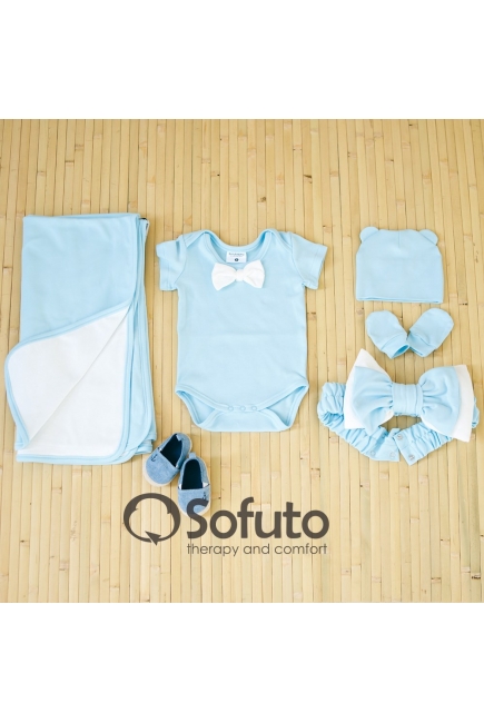 Комплект на выписку для новорожденных жаркое лето Blue simple (5 предметов)