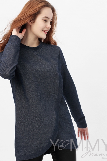 Джемпер для кормящих и беременных на запах, темно-синий