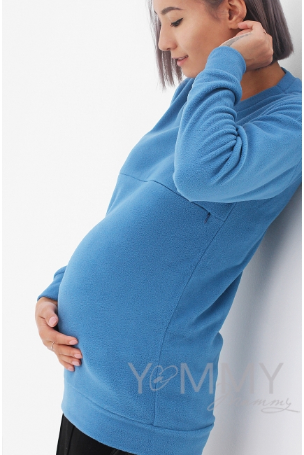 Джемпер для беременных и кормящих флисовый, цвет деним