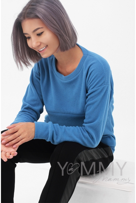 Джемпер для беременных и кормящих флисовый, цвет деним