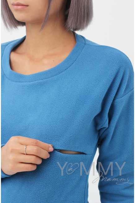 Джемпер для беременных и кормящих флисовый, цвет деним
