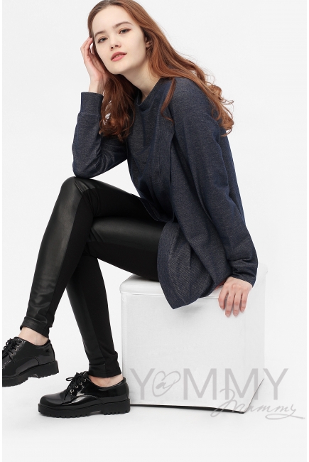 Джемпер для кормящих и беременных на запах, темно-синий