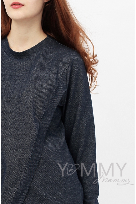 Джемпер для кормящих и беременных на запах, темно-синий