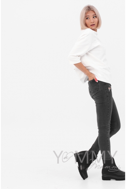 Джемпер для кормящих и беременных с кулиской, молочный