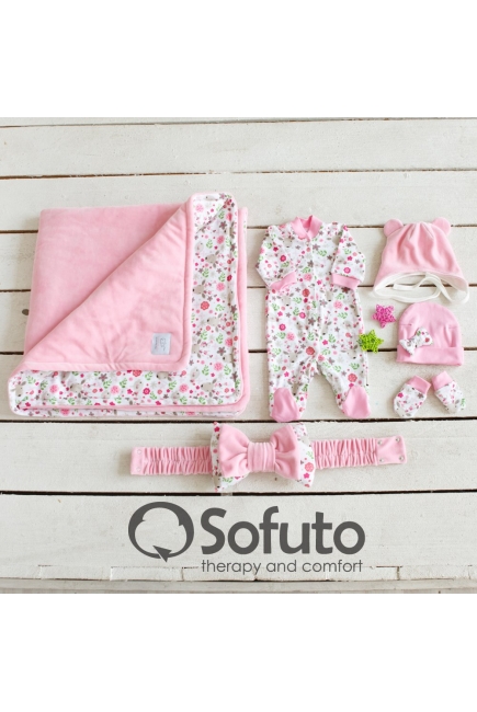 Комплект на выписку для новорожденных теплый демисезонный Flowers (6 предметов)