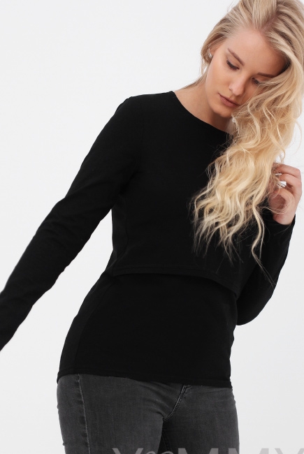 Футболка для кормящих и беременных с длинным рукавом, цвет черный