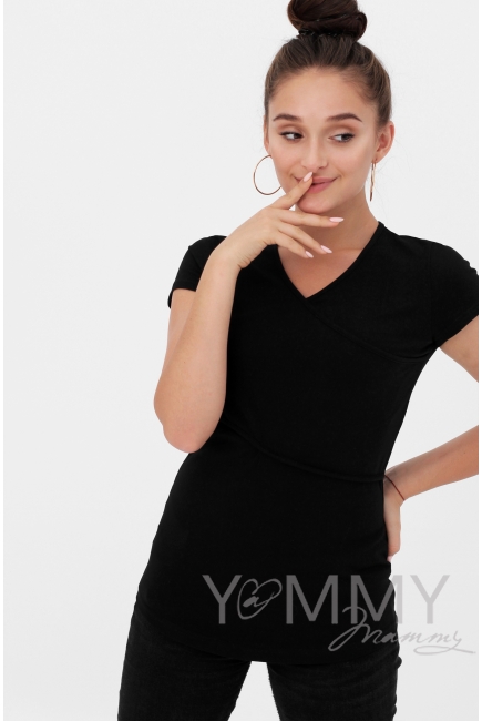 Футболка кимоно для беременных и кормящих, черная