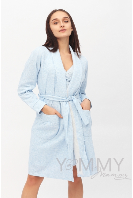 Комплект халат с сорочкой голубой