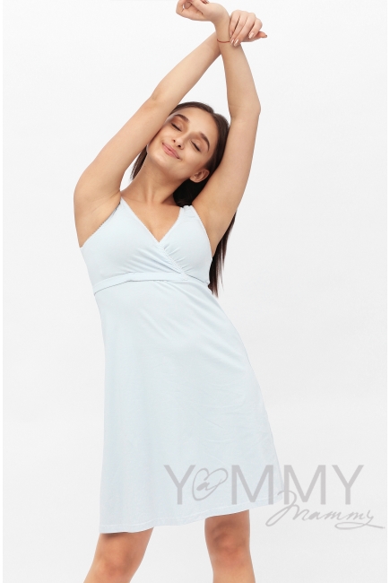 Комплект халат с сорочкой голубой