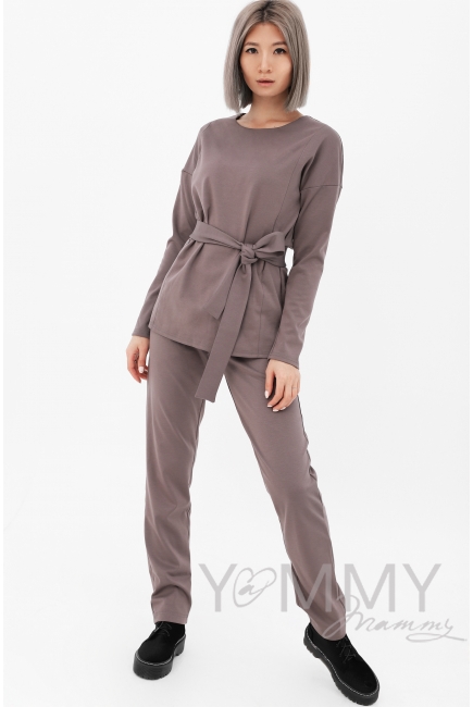 Костюм для кормящих и беременных из плотной вискозы, капучино