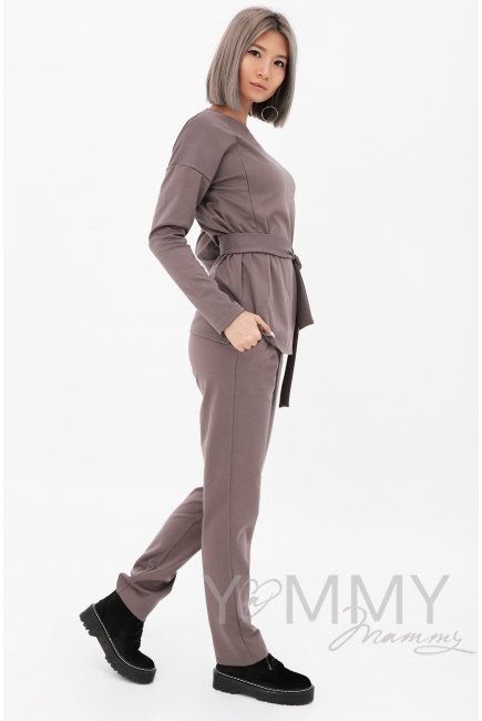 Костюм для кормящих и беременных из плотной вискозы, капучино