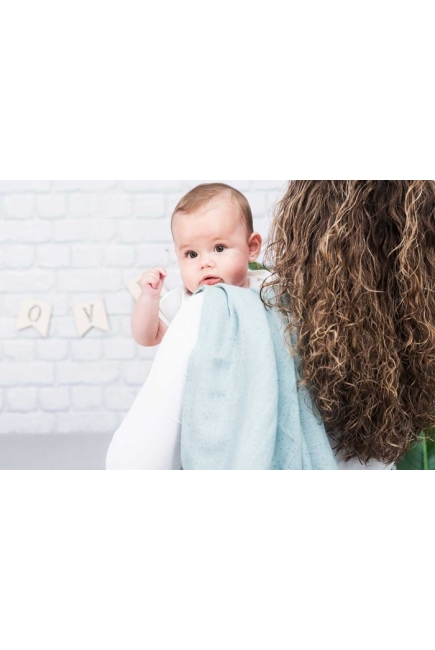 Пеленки муслиновые для новорожденного Jollein средние, Mini dots, Mist Stone Green