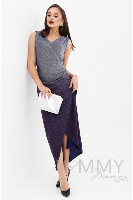 Вечернее платье для кормящих и беременных длинное с градиентом, фиалковое