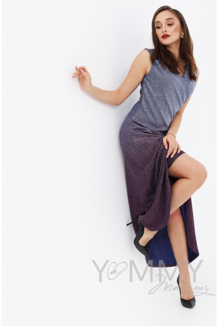 Вечернее платье для беременных и кормящих длинное с градиентом, розовое