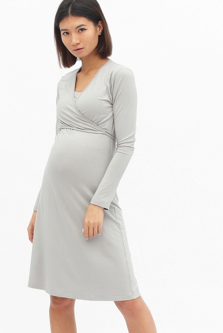 Платье на запах для кормящих и беременных, серый жемчуг