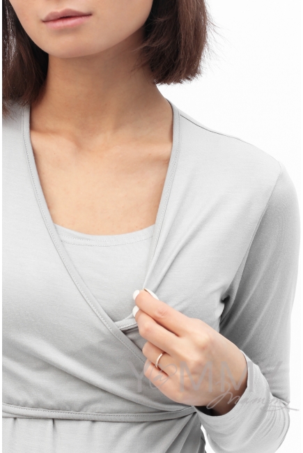 Платье на запах для кормящих и беременных, серый жемчуг