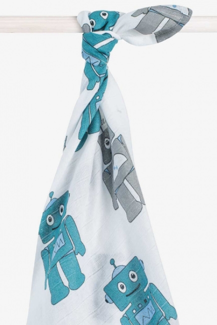 Муслиновая пеленка/простынь для новорожденного Jollein большая, Robot