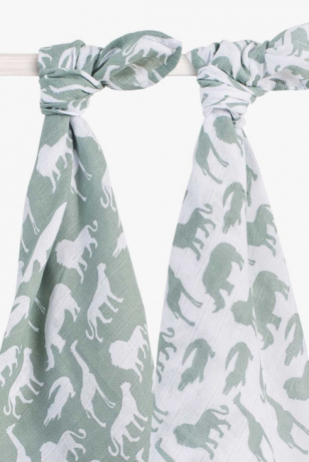 Муслиновые пеленки для новорожденных Jollein, большие, Safari, Stone Green