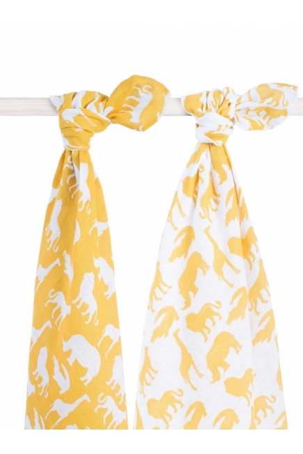 Пеленки муслиновые для новорожденного Jollein, большие, Safari, Safari Ocher