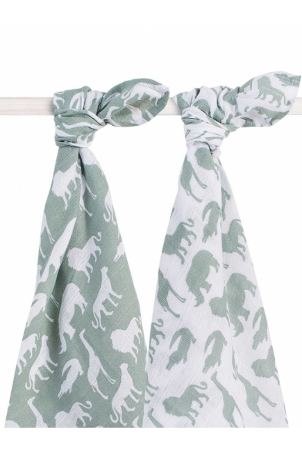 Муслиновые пеленки для новорожденных Jollein, большие, Safari, Stone Green