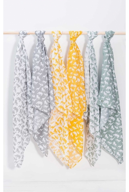 Муслиновые пеленки для новорожденных Jollein, большие, Safari, Stone Green