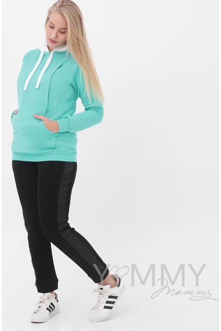 Толстовка для беременных и кормящих с капюшоном, цвет ментоловый