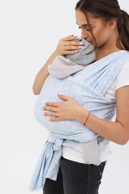 Трикотажный слинг-шарф, голубой меланж
