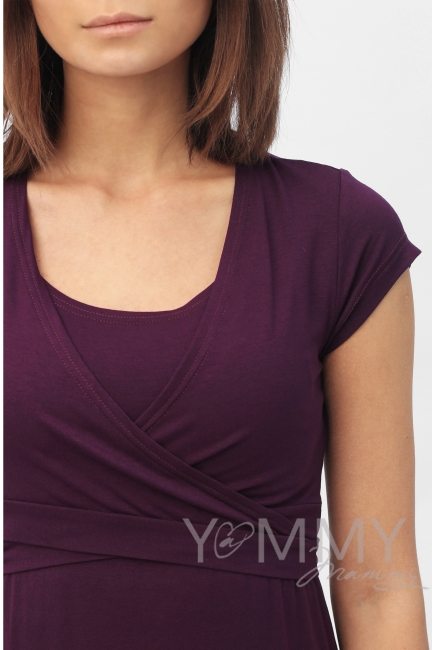 Платье на запах для беременных и кормящих, темно-лиловый