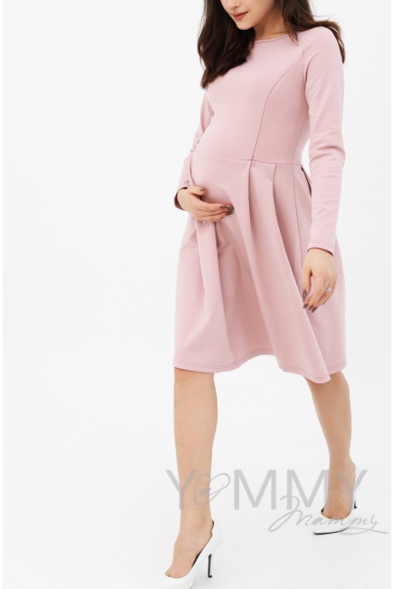 Платье для кормящих и беременных со складками, розовое
