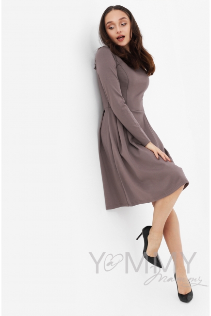 Платье для кормящих и беременных со складками, капучино