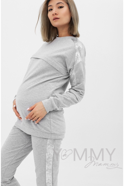 Костюм для беременных и кормящих с серебрянными лампасами