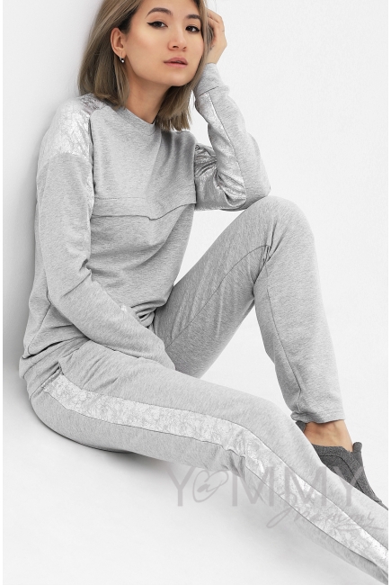 Костюм для беременных и кормящих с серебрянными лампасами