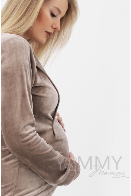 Костюм для беременных и кормящих велюровый, цвет бежевый