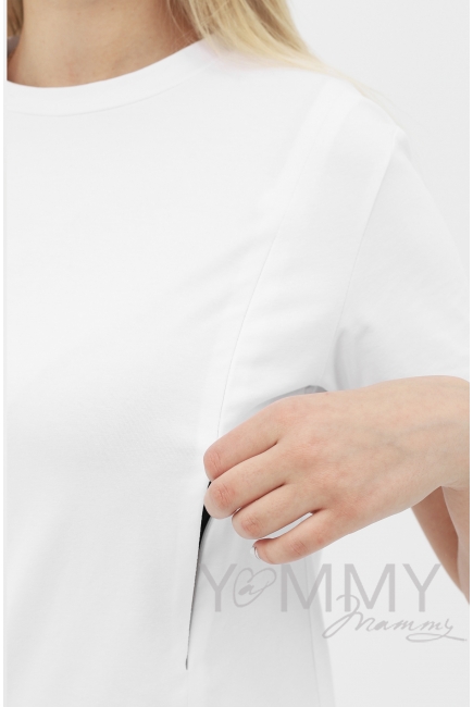 Футболка для кормящих и беременных с вырезом на спинке, белый