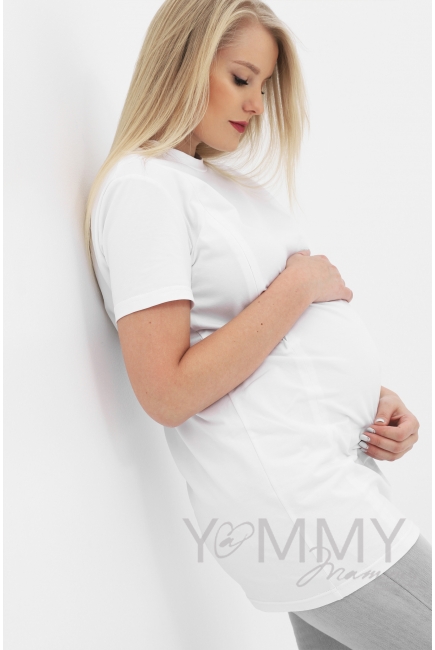 Футболка для кормящих и беременных с вырезом на спинке, белый
