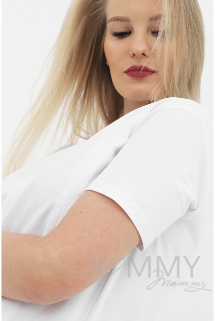 Футболка для кормящих и беременных с вырезом на спинке, белый