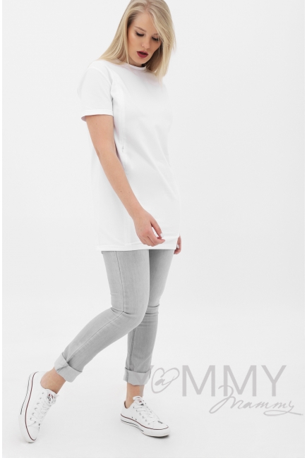 Футболка для кормящих и беременных с вырезом на спинке, белый