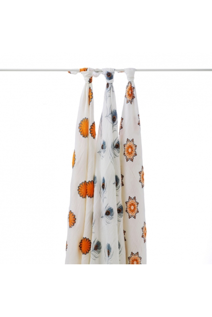 Aden&Anais набор 3 больших бамбуковых пеленок, Mela (яблоко)