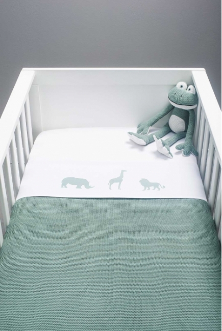 Вязаный плед для новорожденных Jollein Basic, зеленый, средний